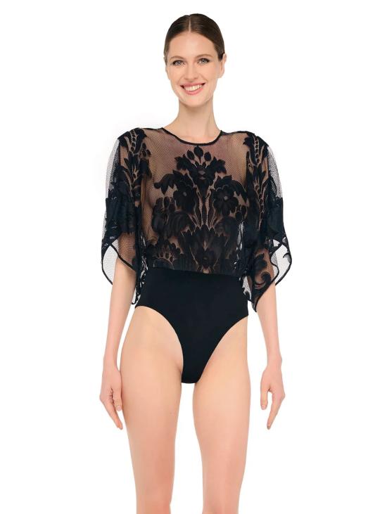 26SS 노마카말리 바디수트 티셔츠 Pizzo Damascato Reverse Nero 바디