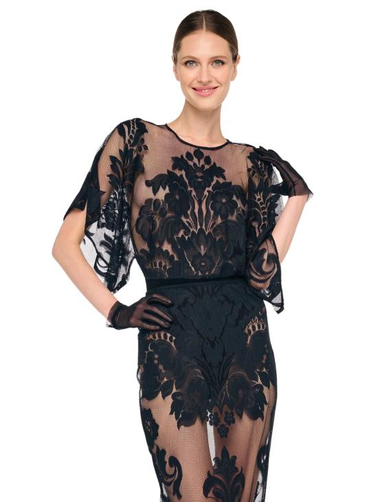 26SS 노마카말리 바디수트 티셔츠 Pizzo Damascato Reverse Nero 바디 - NORMA KAMALI