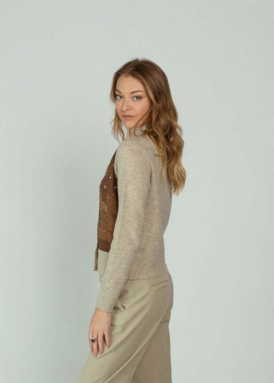  안티파스티 가디건 안티파스트 울 시티스케이프 카디건 브라운 베이지 - ANTIPAST