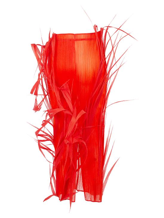 26SS 이세이 미야케 롱 스커트 IM66FG604 28 MACAW RED - ISSEY MIYAKE