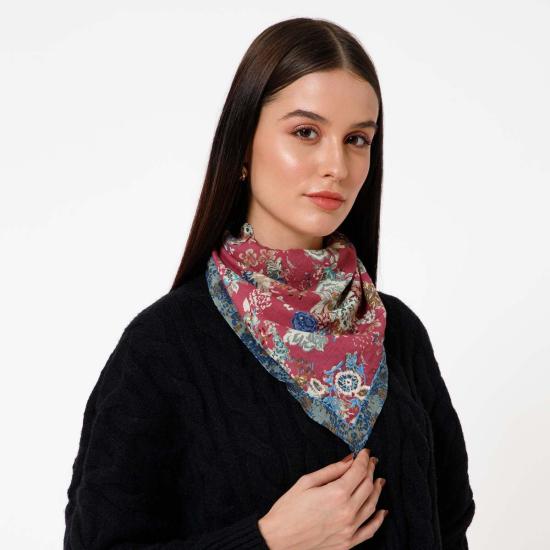  비스마야 머플러/스카프 레트로 블룸 반다나 마룬 - VISMAYA