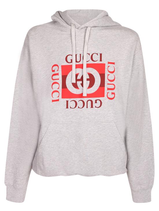 26FW 구찌 로고 프린트 코튼 저지 후드 티셔츠 788771 XJHDP 1230 Grey