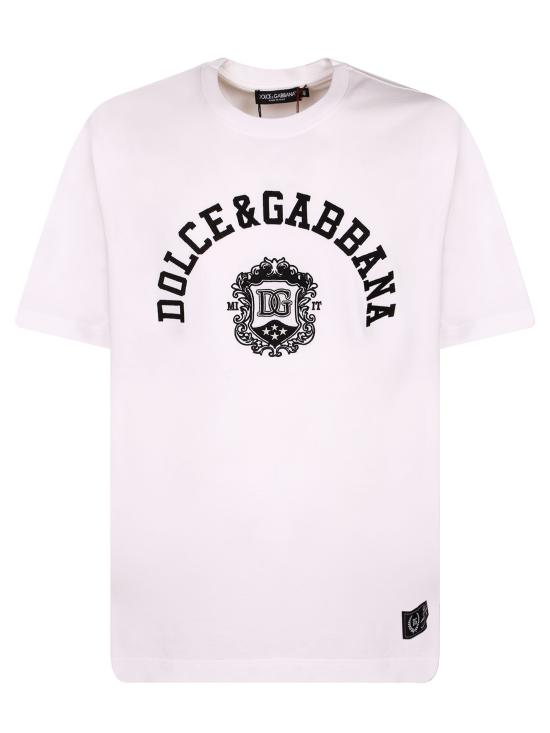 26SS 돌체앤가바나 자수 저지 티셔츠 G8PN9Z G7POP W0800 White