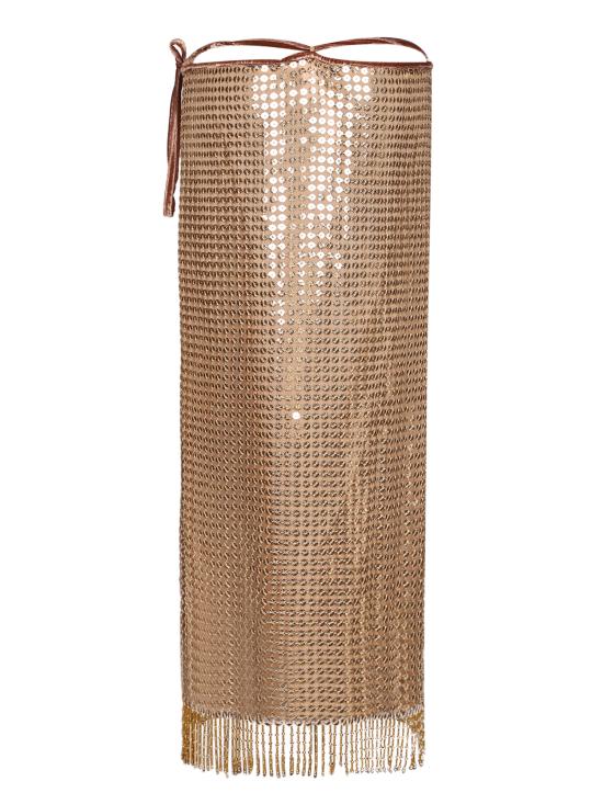 26SS 로베르토 카발리 롱 스커트 WWR305 TR007 00240 Metallic - ROBERTO CAVALLI