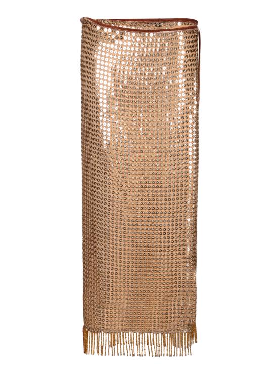 26SS 로베르토 카발리 롱 스커트 WWR305 TR007 00240 Metallic