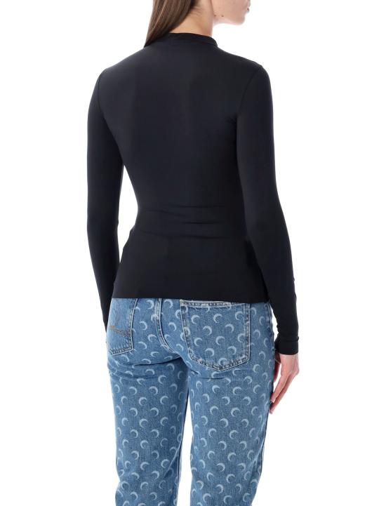  마린세르 긴팔 티셔츠 마린 세르 하이넥 문 크리스탈 탑 블랙 - MARINE SERRE