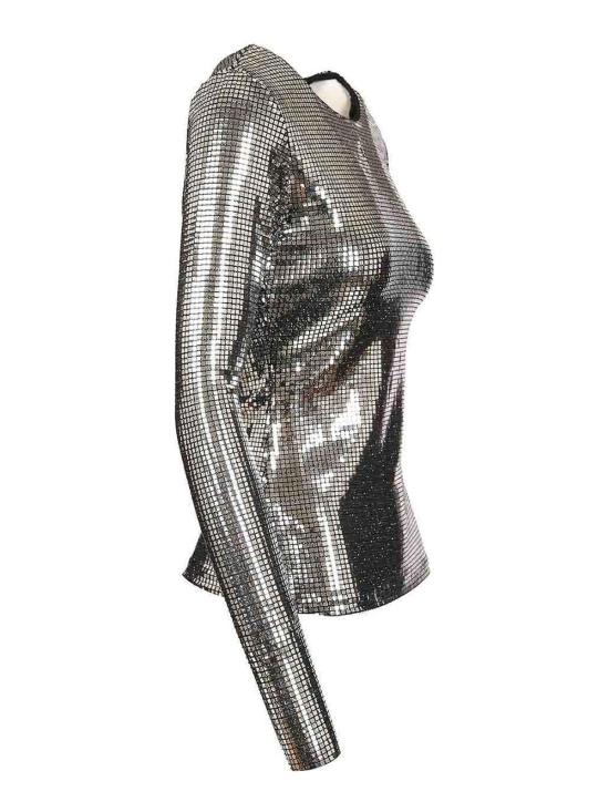 26SS MM6 메종마르지엘라 메탈릭 롱 슬리브 탑 S52NH0041S23734905 Silver - MM6 MAISON MARGIELA