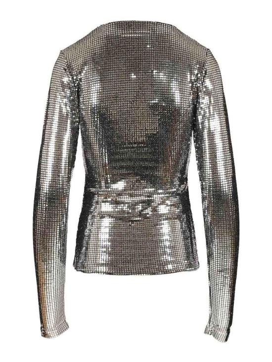 26SS MM6 메종마르지엘라 메탈릭 롱 슬리브 탑 S52NH0041S23734905 Silver - MM6 MAISON MARGIELA