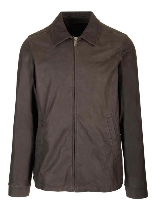  릭 오웬스 가죽 자켓 RU02D6766LSA078 Brown