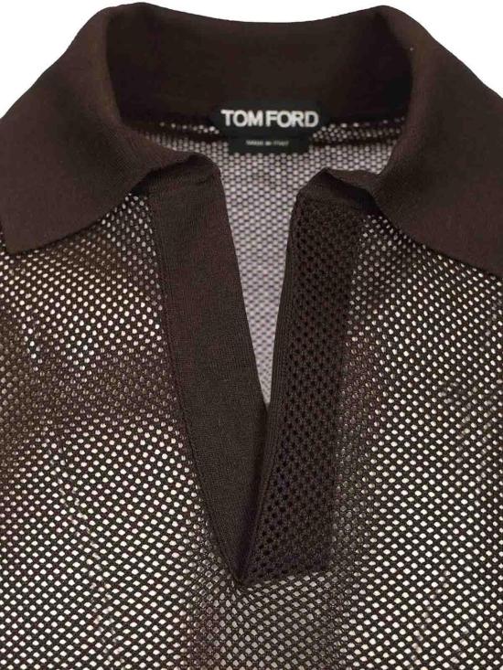 26SS 톰포드 폴로 티셔츠 KPS040YMC046ECC Brown - TOMFORD