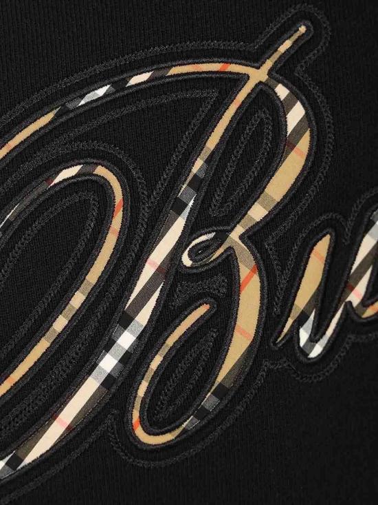 26SS 버버리 체크 커시브 로고 코튼 스웨트셔츠 8119079 Black - BURBERRY