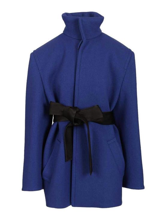 25FW 생로랑 울 소재 박시핏 벨트 코트 850307Y5J784146 Blue