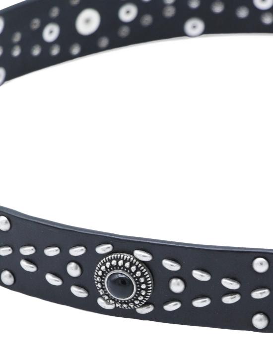  골든구스 벨트 골든 구스 스터드 장식 가죽  블랙 - GOLDEN GOOSE