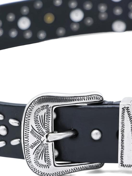  골든구스 벨트 골든 구스 스터드 장식 가죽  블랙 - GOLDEN GOOSE