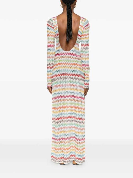 26SS 미소니 롱 원피스 MC26SQ03BR014J SM9X3 MULTICOLOR WHT BASE - MISSONI