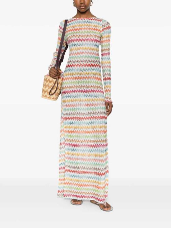 26SS 미소니 롱 원피스 MC26SQ03BR014J SM9X3 MULTICOLOR WHT BASE - MISSONI