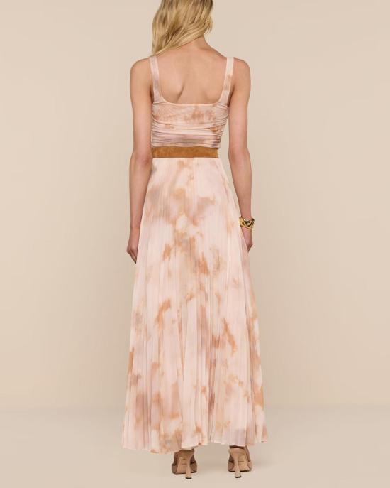  라장스 롱 스커트 토린 플리츠 맥시 스커트 프라페 멀티 타이 다이 - L'AGENCE