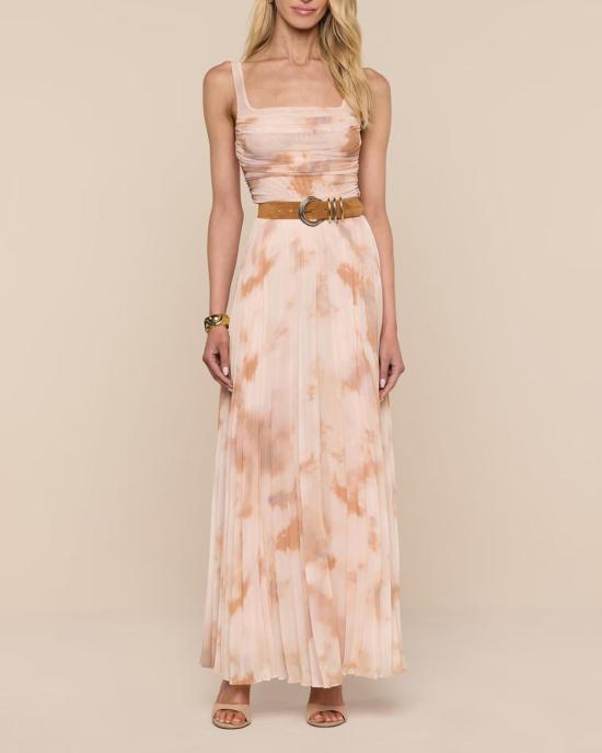  라장스 롱 스커트 토린 플리츠 맥시 스커트 프라페 멀티 타이 다이 - L'AGENCE