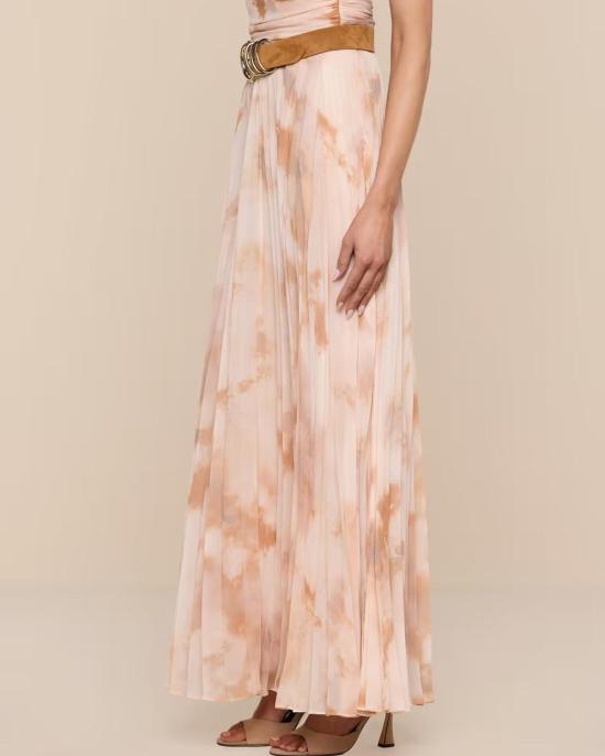  라장스 롱 스커트 토린 플리츠 맥시 스커트 프라페 멀티 타이 다이 - L'AGENCE