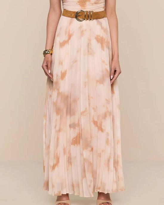  라장스 롱 스커트 토린 플리츠 맥시 스커트 프라페 멀티 타이 다이 - L'AGENCE