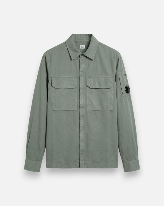 26SS 씨피 컴퍼니 오가닉 개버딘 지퍼 렌즈 오버셔츠 20CMOS156A110143G 668 LAUREL WREATH Kakhi