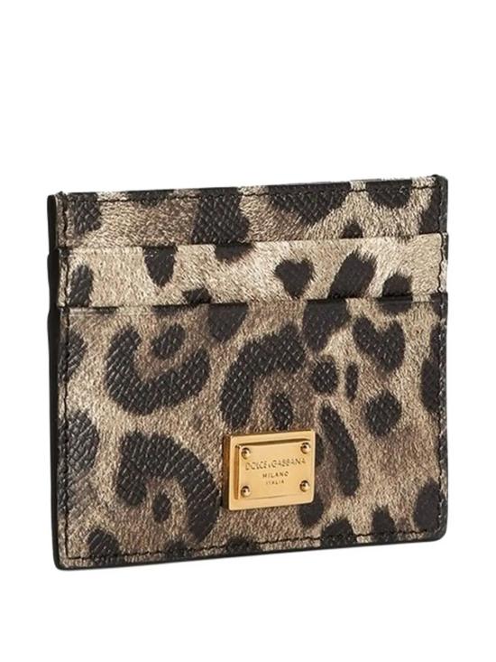 26SS 돌체앤가바나 레오파드 프린트 폴리싱 카프스킨 카드 홀더 BI0330AX566 HY13M BROWN - DOLCE & GABBANA