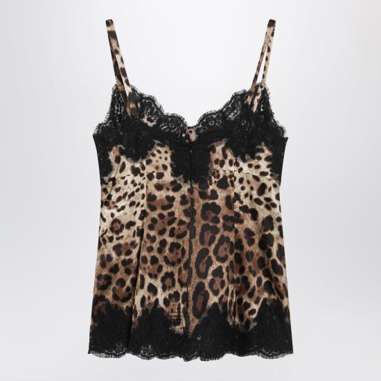 26SS 돌체앤가바나 레이스 인레이 레오파드 프린트 새틴 탑 F72K9TFSAXY HY13M MULTICOLOR - DOLCE & GABBANA
