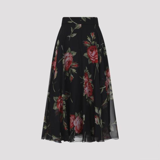 26SS 돌체앤가바나 로즈 부케 프린트 쉬폰 서클 스커트 F4CSOTIS11F HN5ZN MULTICOLOR - DOLCE & GABBANA