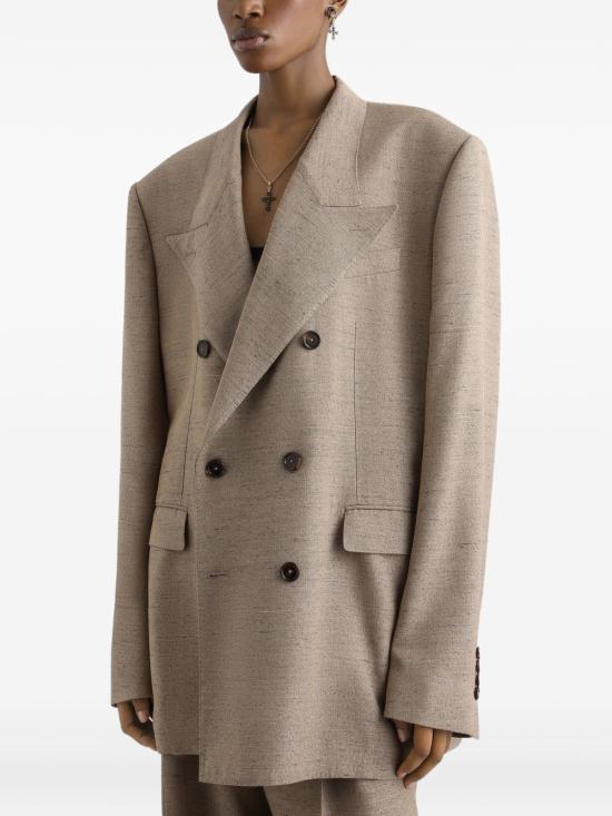 26SS 돌체앤가바나 더블 브레스티드 시칠리아 트위드 이펙트 자켓 F29YFTHUMWC S8230 BEIGE - DOLCE & GABBANA