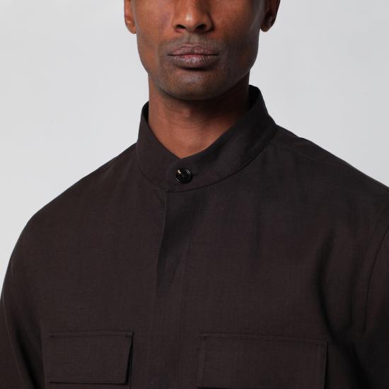 26SS 에르메네질도제냐 긴팔 셔츠 SOT54UHV71A3 M09 BROWN - ERMENEGILDO ZEGNA