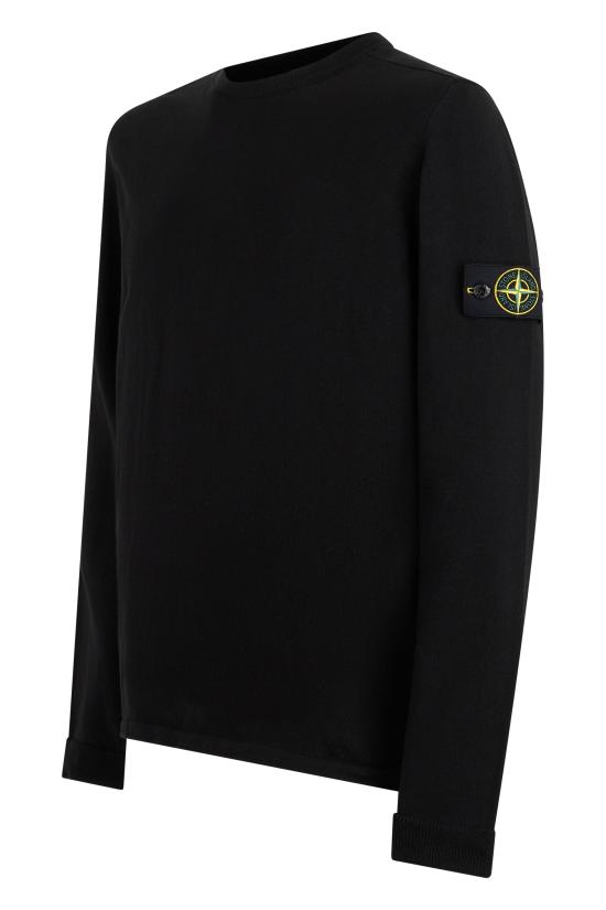 26SS 스톤 아일랜드 로고 코튼 크루넥 스웨터 S155100062S00B9 V0029 BLACK - STONE ISLAND