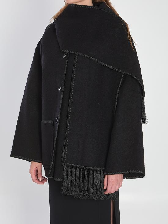 26SS 토템 자수 스카프 자켓 244WRO918FB0292 001 Black - TOTEME