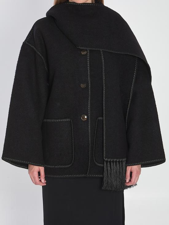 26SS 토템 자수 스카프 자켓 244WRO918FB0292 001 Black