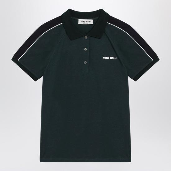 26SS 미우미우 폴로 티셔츠 MJNA19OOO182D F0R3V Bottle Green Blue