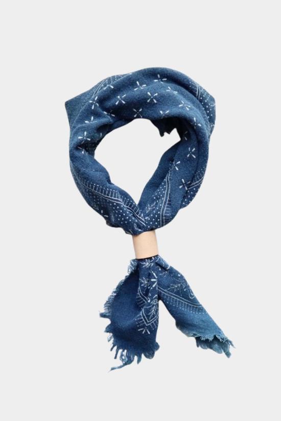  Eco Raw Studio 머플러/스카프 에코 로우 스튜디오 생실크 반다나 오션 X 화이트 잉크