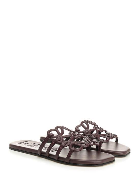 26SS 로에베 페탈 애너그램 소프트 카프스킨 슬라이드 LPEA465X067240 Dark Red - LOEWE