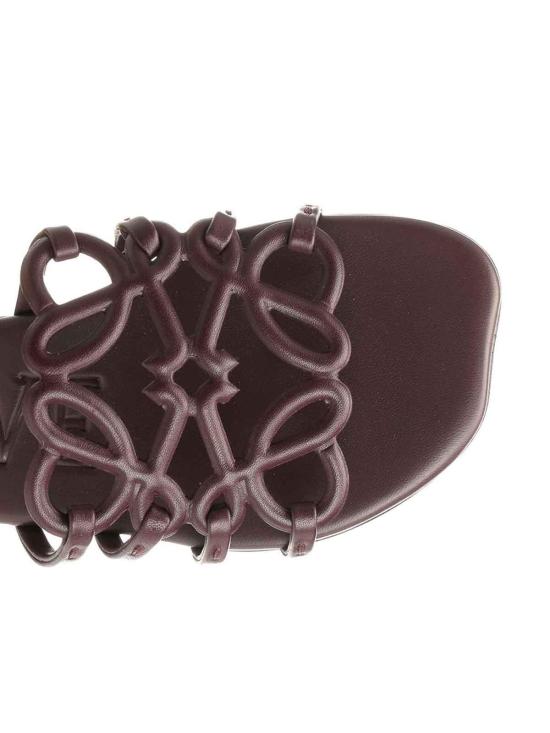26SS 로에베 페탈 애너그램 소프트 카프스킨 슬라이드 LPEA465X067240 Dark Red - LOEWE