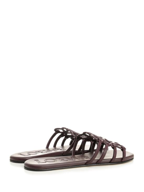 26SS 로에베 페탈 애너그램 소프트 카프스킨 슬라이드 LPEA465X067240 Dark Red - LOEWE