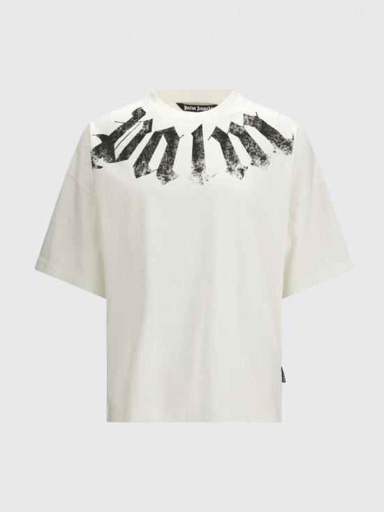 26SS 팜앤젤스 빅 넥 로고 루즈 티셔츠 PMAA10DS26JER002 0310 White - PALM ANGELS