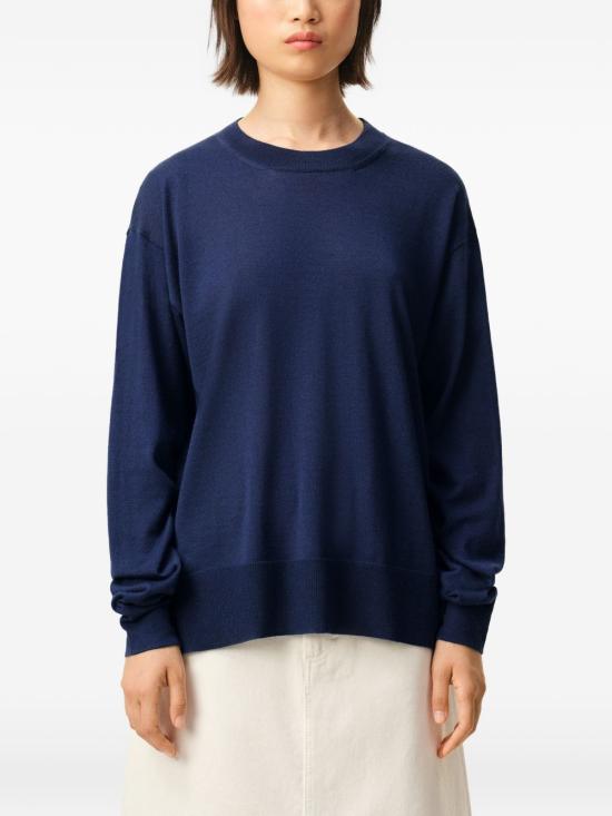 26SS 아미 씬 울 크루넥 아미 드 하트 스웨터 UKS856 KN0066A021 Blue - AMI