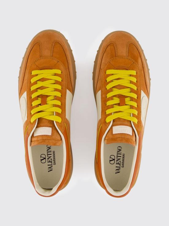 26SS 발렌티노 가라바니 크러스트 레더 나일론 업빌리지 로우 탑 스니커즈 8Y2S0H77LAL 9V1 Earth - VALENTINO GARAVANI