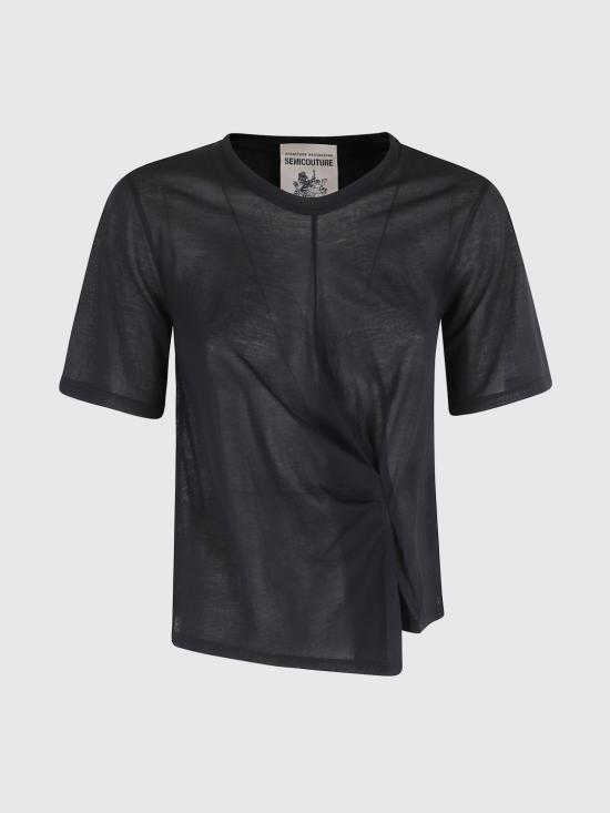 26SS 세미쿠튀르 반팔 티셔츠 S6SJ35 Y69 Black - SEMI-COUTURE
