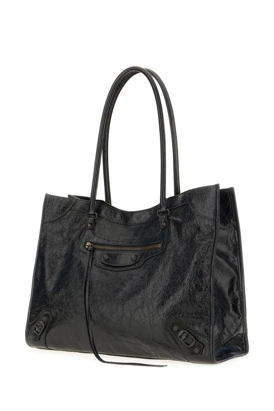 26FW 발렌시아가 가죽 로고 토트백 가방 8469212ABEK 1000 BLACK - BALENCIAGA
