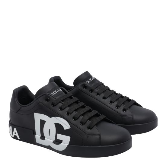 26SS 돌체앤가바나 DG 로고 카프스킨 나파 포르토피노 스니커즈 CS1772 AC3308B956 Black - DOLCE & GABBANA