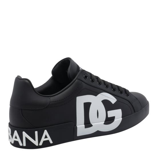 26SS 돌체앤가바나 DG 로고 카프스킨 나파 포르토피노 스니커즈 CS1772 AC3308B956 Black - DOLCE & GABBANA