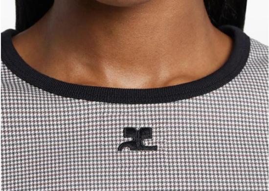 26SS 쿠레쥬 반팔 티셔츠 126JTS017JS0223 B217 HOUNDSTOOTH BLACK - COURREGES