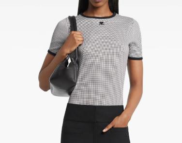 26SS 쿠레쥬 반팔 티셔츠 126JTS017JS0223 B217 HOUNDSTOOTH BLACK - COURREGES