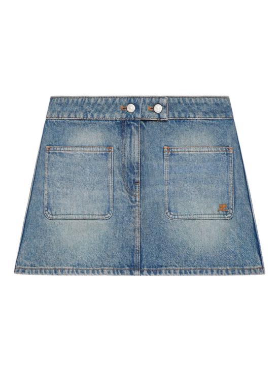 26SS 쿠레쥬 시그니처 데님 미니 스커트 126DJU342DE0058 7055 DENIM BLEU DELAVE