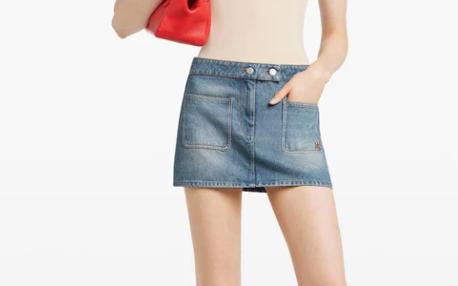 26SS 쿠레쥬 시그니처 데님 미니 스커트 126DJU342DE0058 7055 DENIM BLEU DELAVE - COURREGES