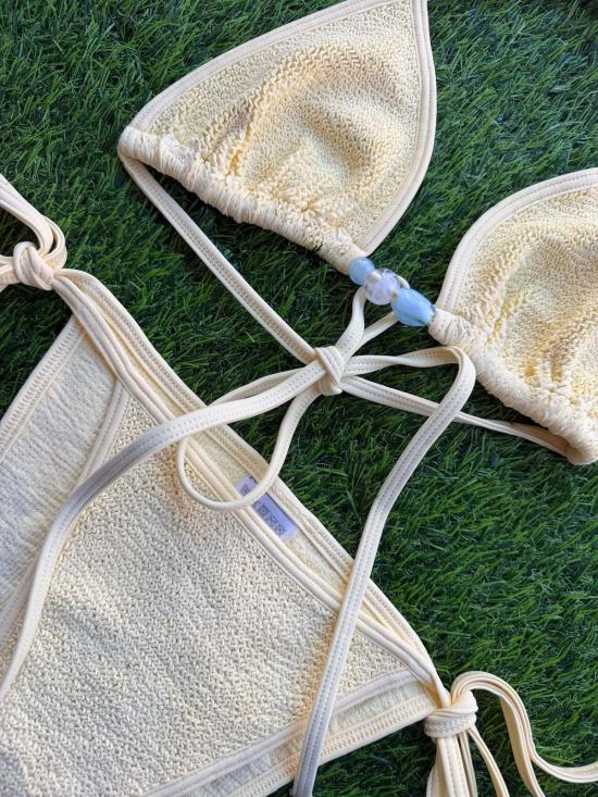  훈자 지 비키니 수영복 훈자 G 지나 트라이앵글 비즈 비키니 세트 버터 - HUNZA G